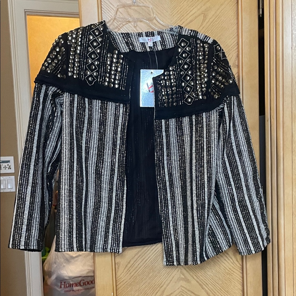 American & beyond jacquard jacket size small